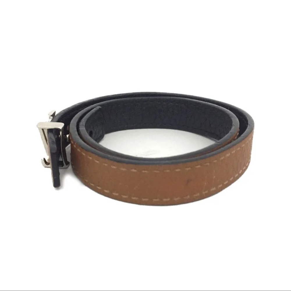 Louis Vuitton LV Logo Brown Leather Bracelet (Silver Hardware) - Picture 6 of 8